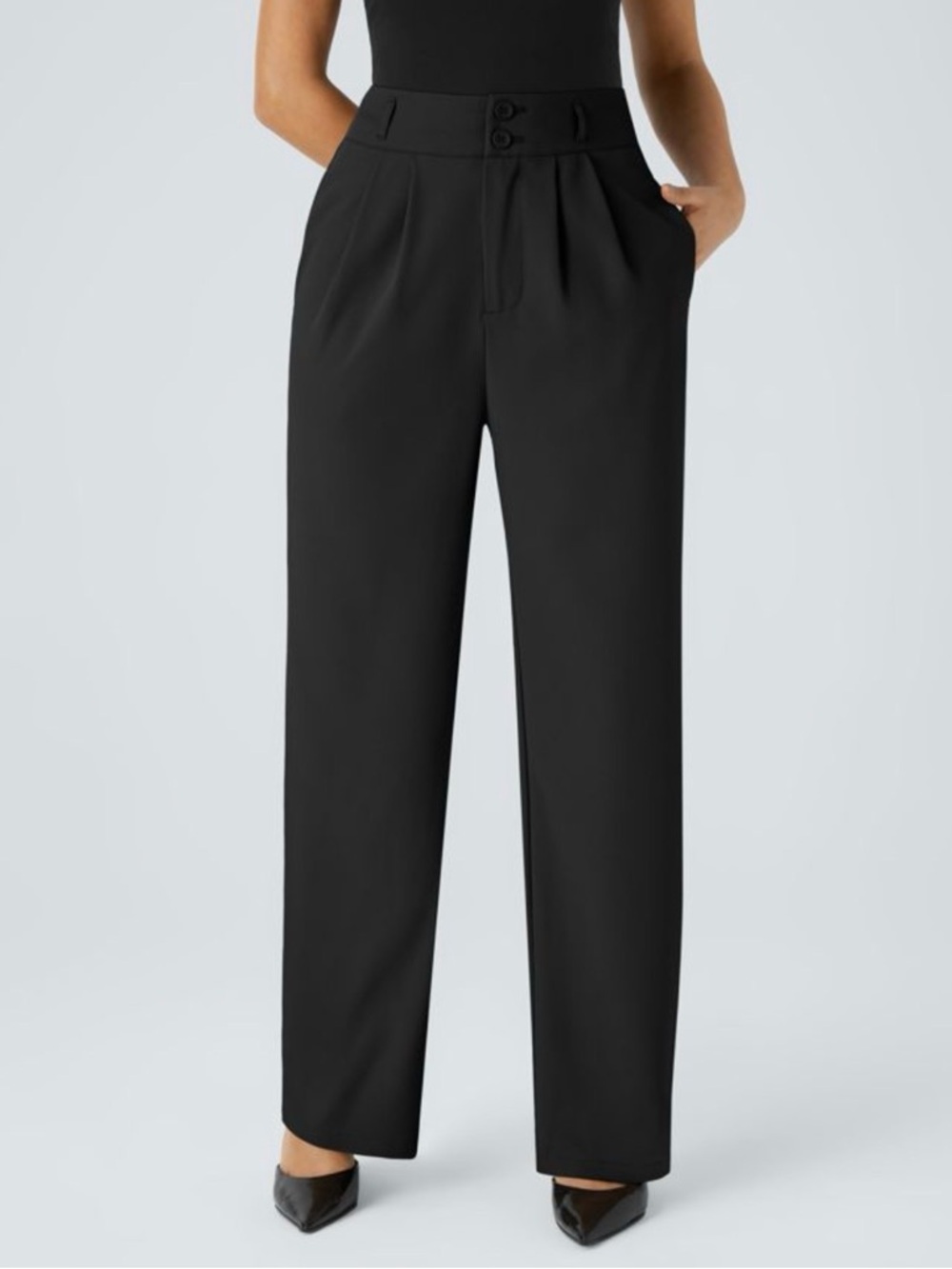 HALARA Black High-Waist Wide-Leg Trousers